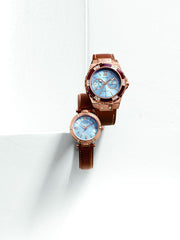  Shop Authentic Guess Park Avenue Blue Dial Brown Leather Strap Watch for Women - W0838L2 - Luxxuri