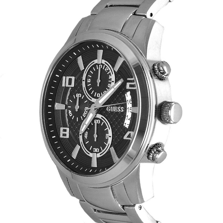  Shop Authentic Guess Exec Chronograph Quartz Black Dial Silver Steel Strap Watch For Men - W0075G1 - Luxxuri