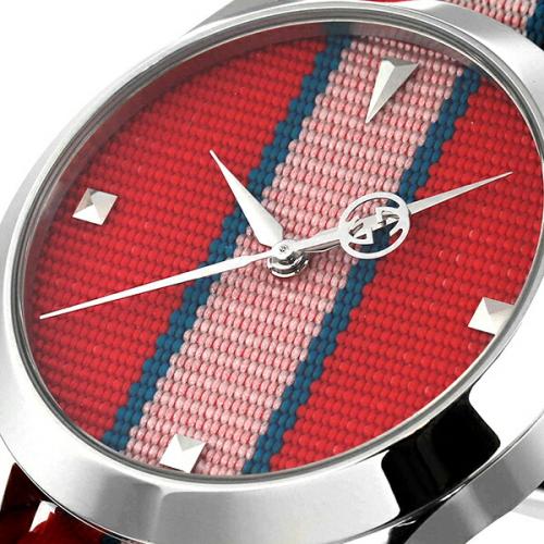  Shop Authentic Gucci G Timeless Quartz Red Dial Two Tone NATO Strap Watch For Men - YA1264070 - Luxxuri