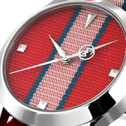  Shop Authentic Gucci G Timeless Quartz Red Dial Two Tone NATO Strap Watch For Men - YA1264070 - Luxxuri
