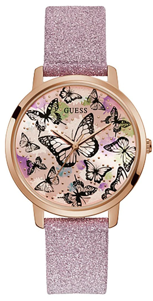  Shop Authentic Guess Mariposa Pink Dial Pink Leather Strap Watch for Women - GW0008L2 - Luxxuri