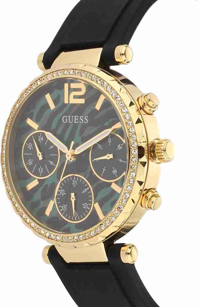  Shop Authentic Guess Solstice Green Dial Black Rubber Strap Watch for Women - GW0113L1 - Luxxuri