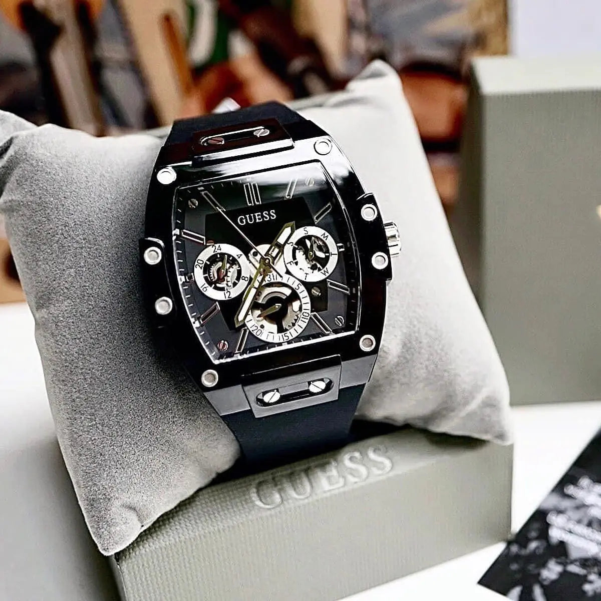  Shop Authentic Guess Phoenix Multifunction Black Dial Black Rubber Strap Watch for Men - GW0203G3 - Luxxuri