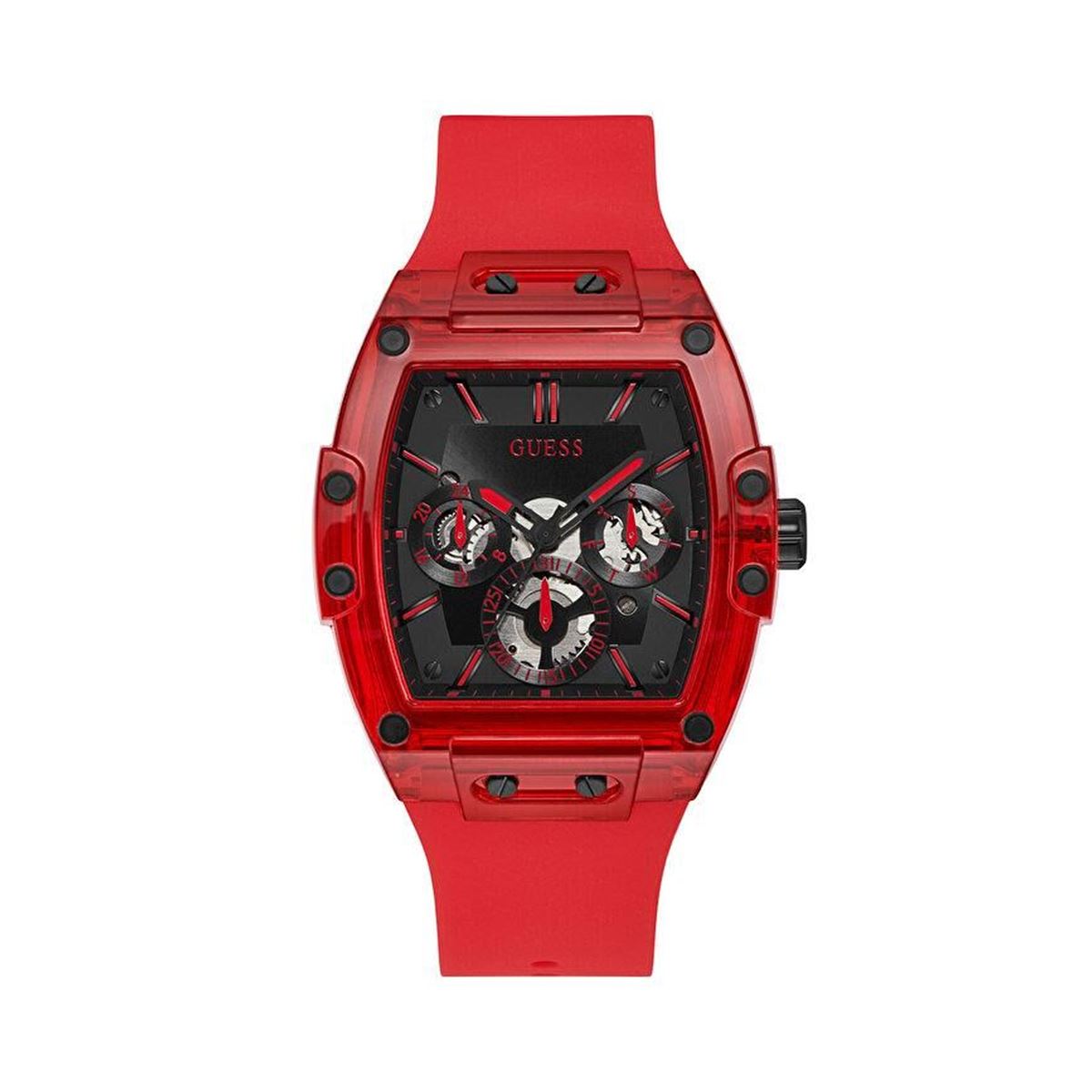  Shop Authentic Guess Phoenix Multifunction Black Dial Red Rubber Strap Watch for Men - GW0203G5 - Luxxuri
