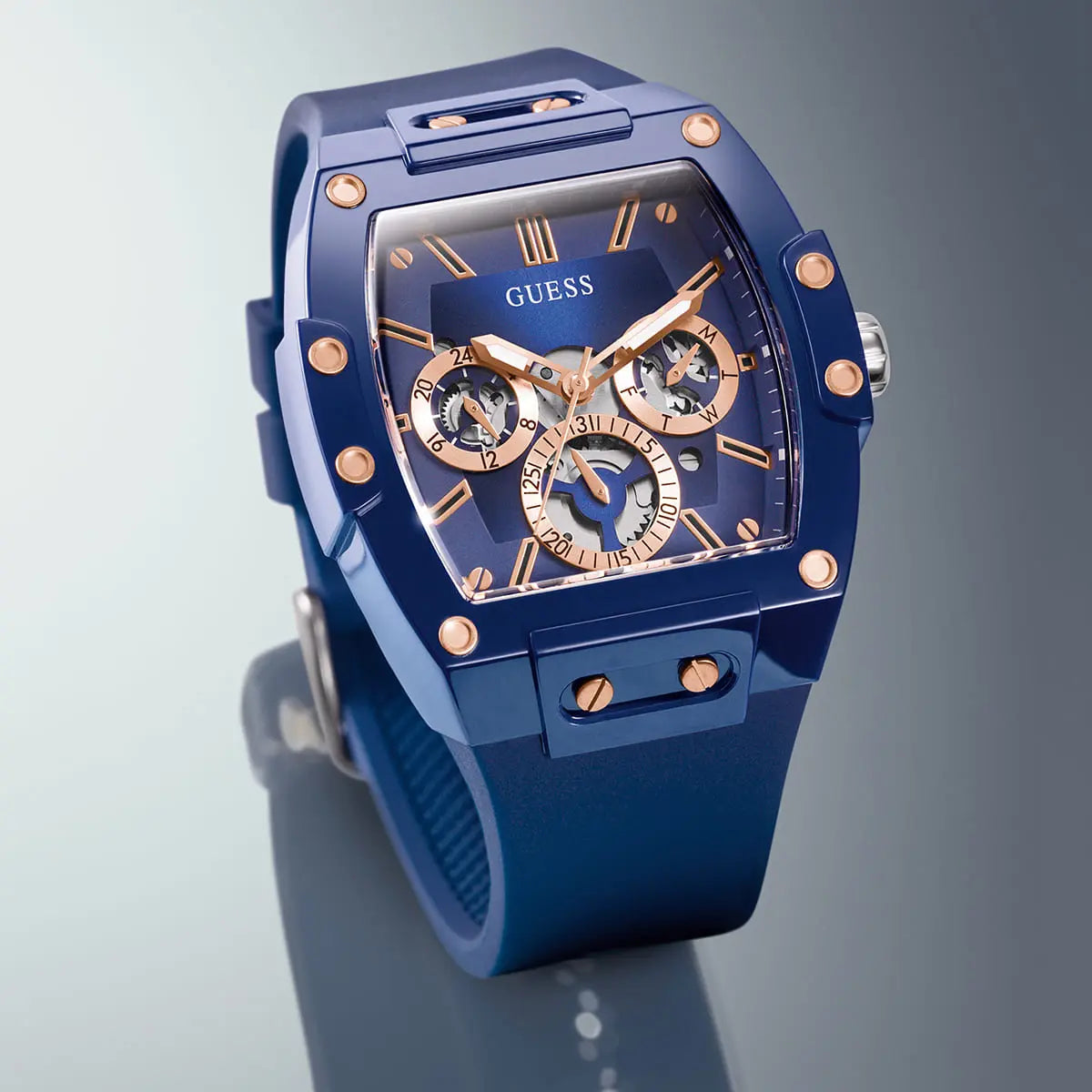 Shop Authentic Guess Phoenix Multifunction Blue Dial Blue Rubber Strap Watch for Men - GW0203G7 - Luxxuri