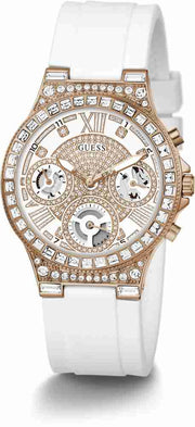  Shop Authentic Guess Moonlight Diamonds White Dial White Rubber Strap Watch for Women - GW0257L2 - Luxxuri