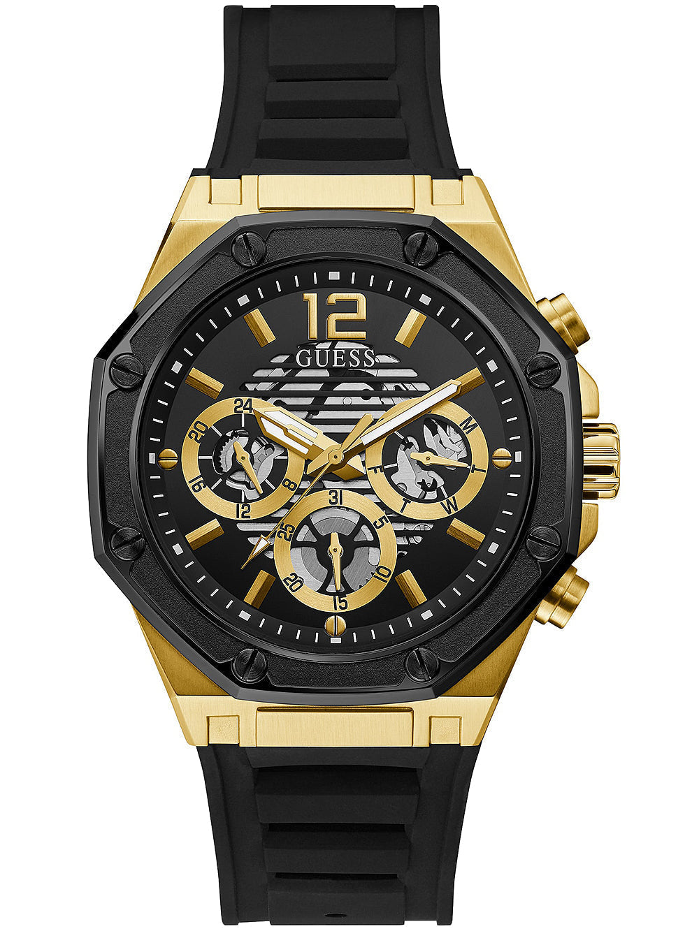 Shop Authentic Guess Momentum Black Dial Black Rubber Strap Watch for Men - GW0263G1 - Luxxuri