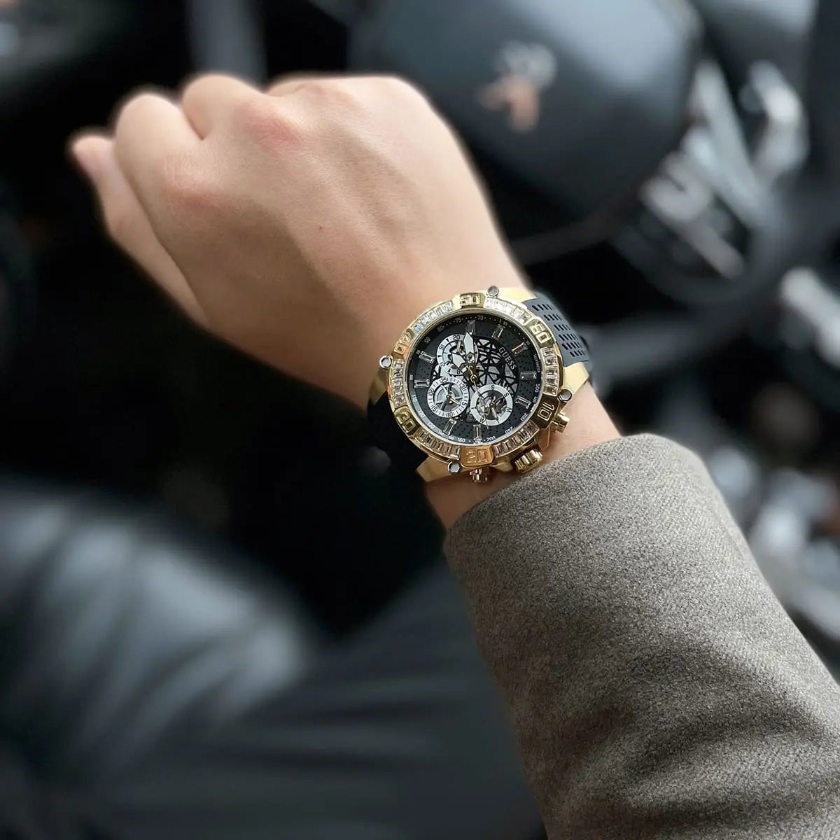  Shop Authentic Guess Trophy Multifunction Black Dial Black Rubber Strap Watch for Men - GW0333G2 - Luxxuri