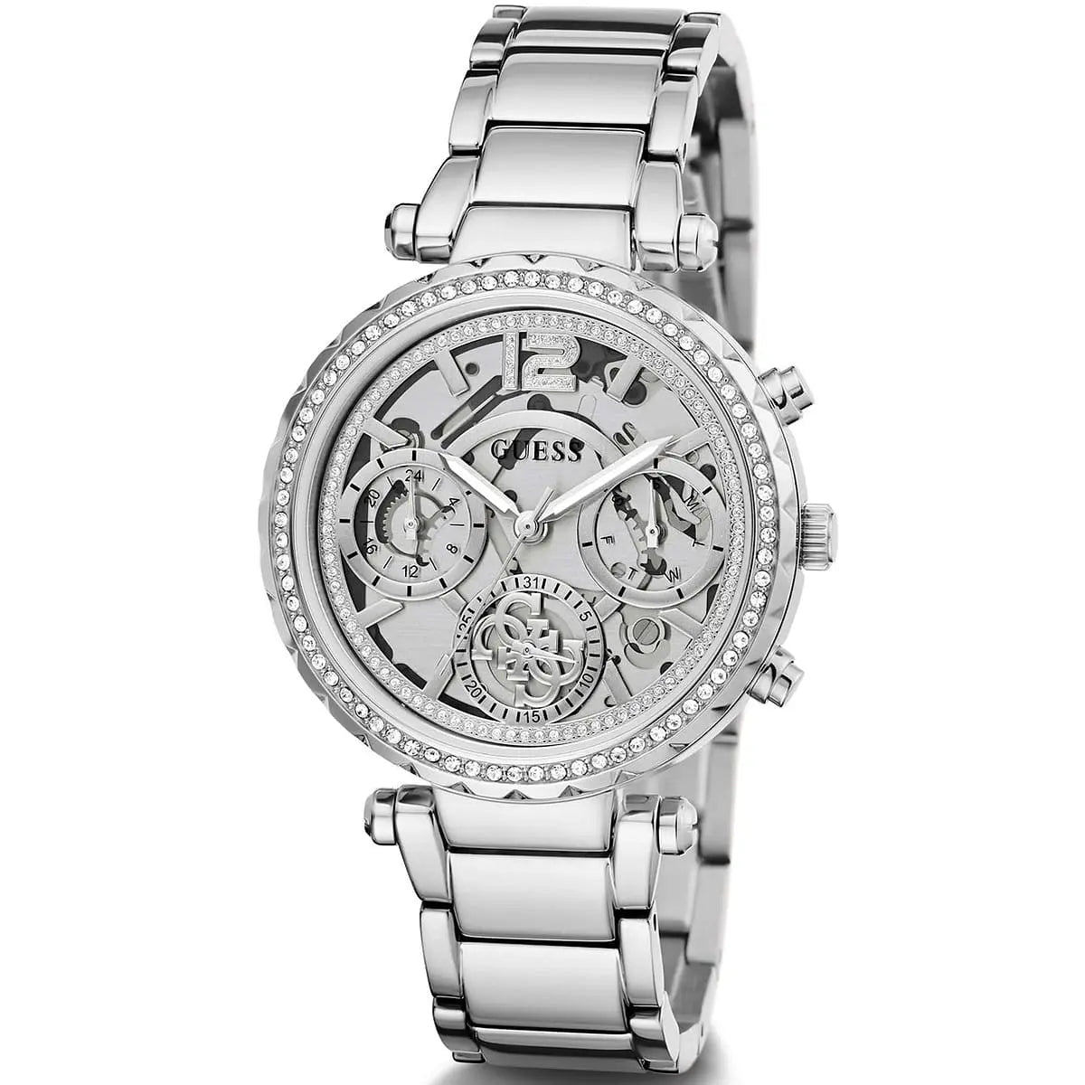  Shop Authentic Guess Solstice Diamonds Silver Dial Silver Steel Strap Watch for Women - GW0403L1 - Luxxuri