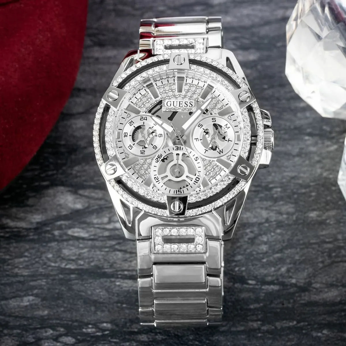  Shop Authentic Guess Queen Quartz Silver Dial Silver Steel Strap Watch For Women - GW0464L1 - Luxxuri
