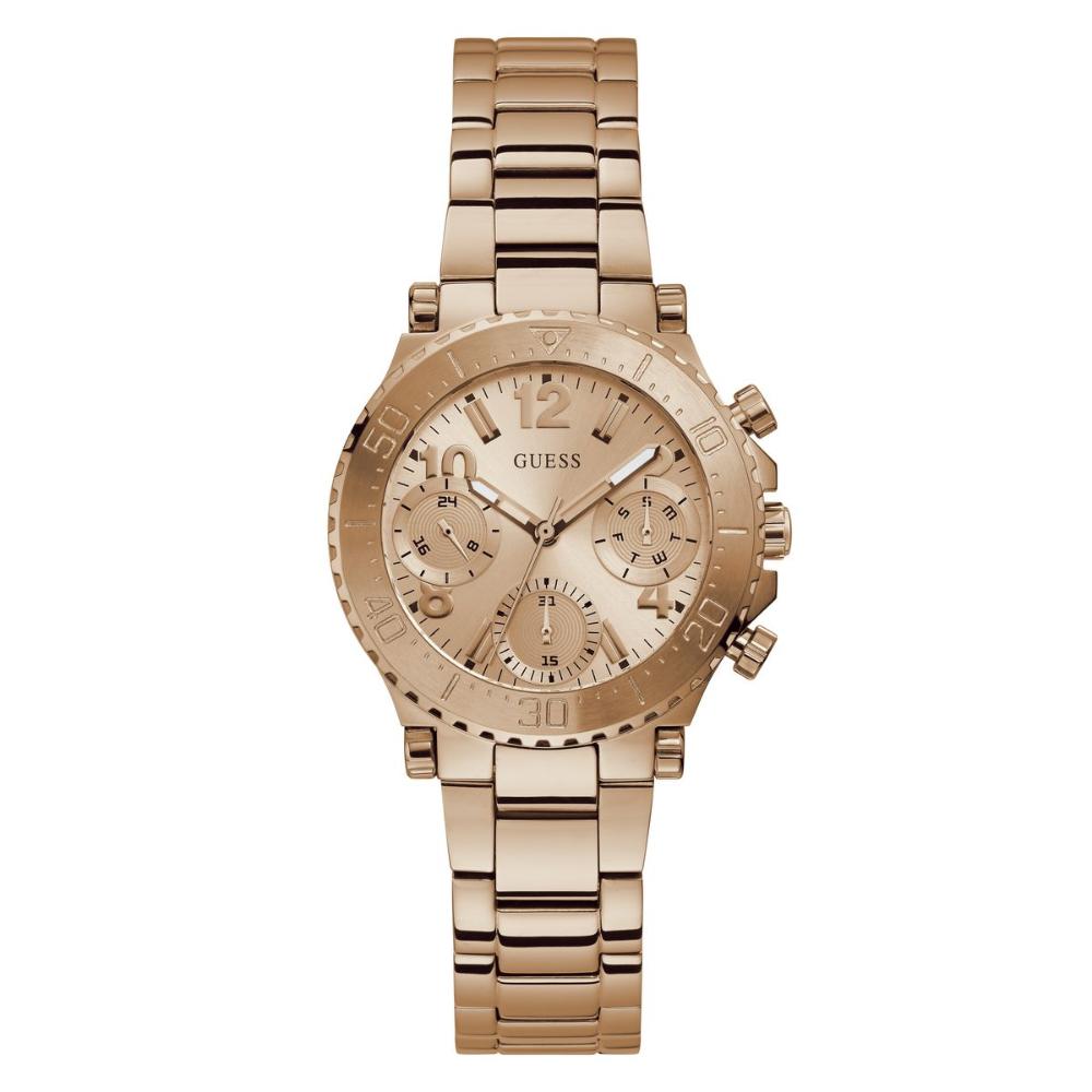  Shop Authentic Guess Cosmic Chronograph Rose Gold Dial Rose Gold Steel Strap Watch for Women - GW0465L2 - Luxxuri
