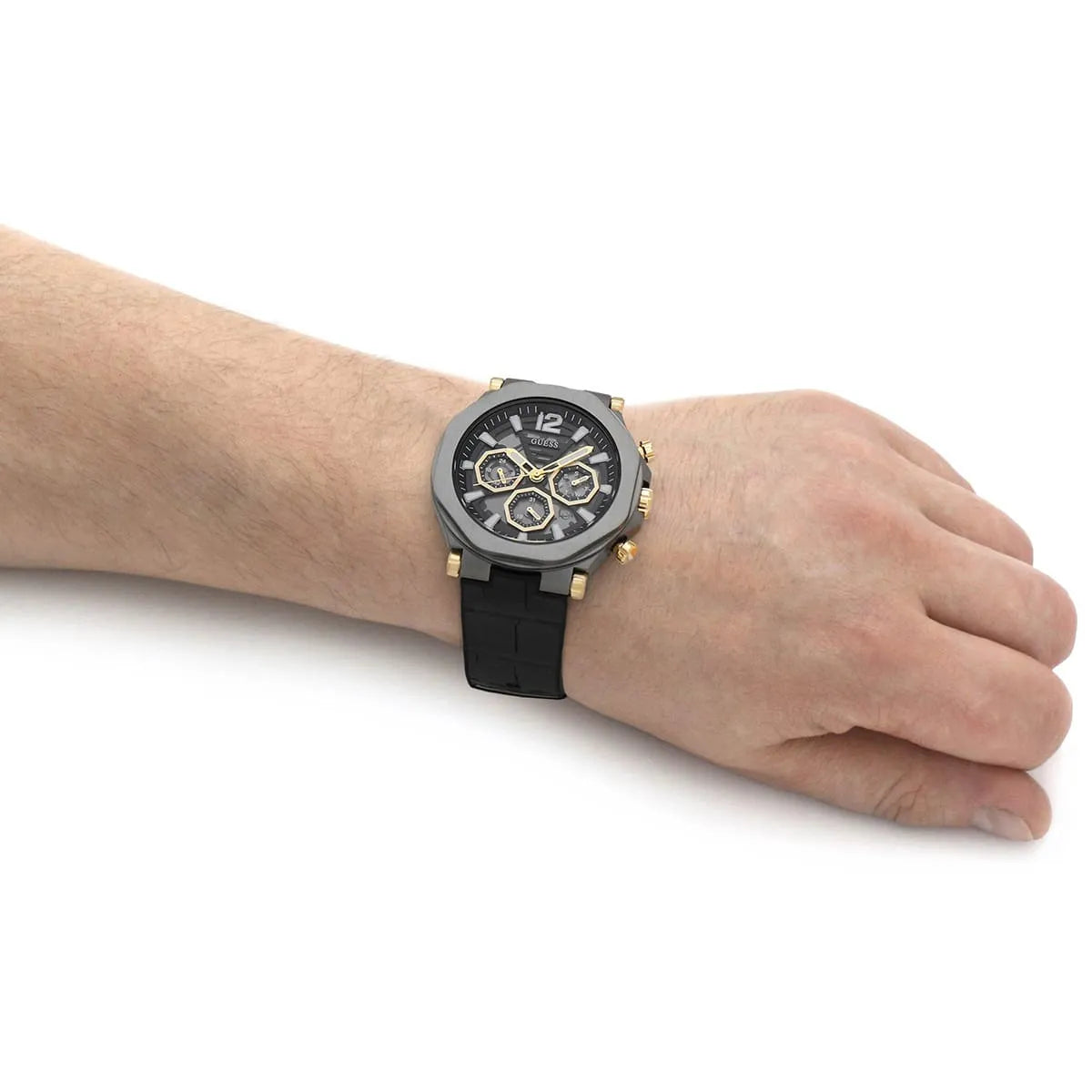  Shop Authentic Guess Edge Chronograph Black Dial Black Leather Strap Watch For Men - GW0492G1 - Luxxuri