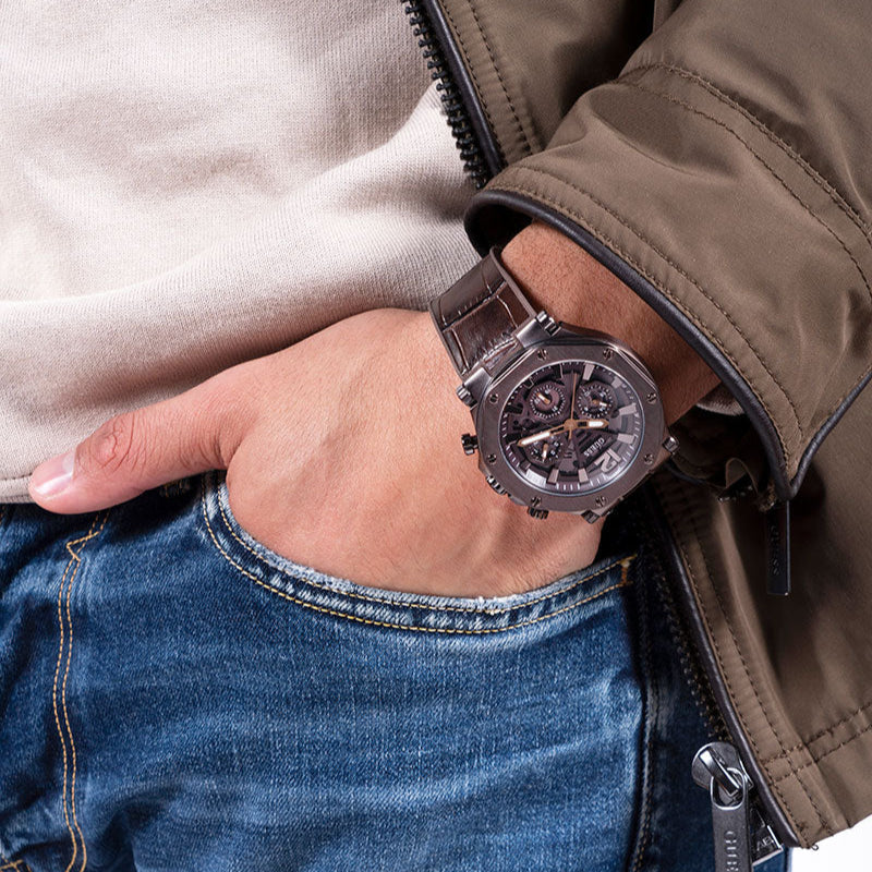  Shop Authentic Guess Edge Chronograph Brown Dial Brown Leather Strap Watch For Men - GW0492G2 - Luxxuri