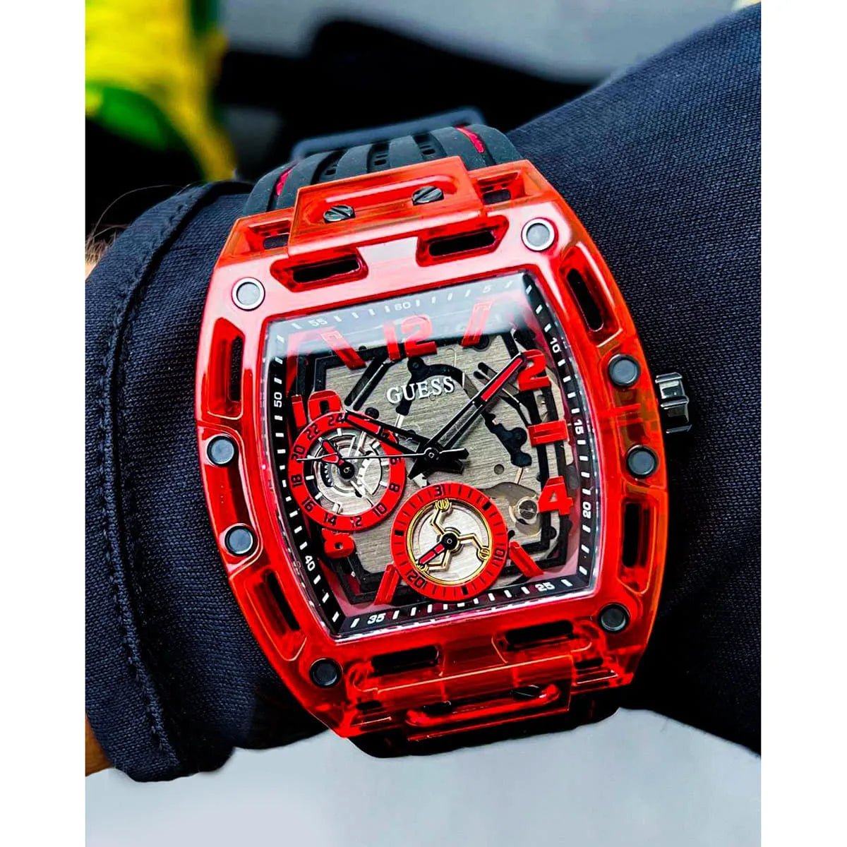  Shop Authentic Guess Phoenix Multifunction Analog Red Dial Black Silicone Strap Watch For Men - GW0499G4 - Luxxuri