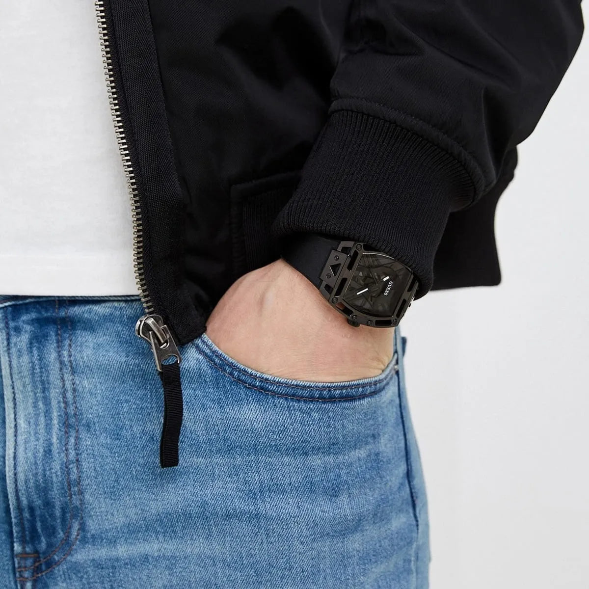  Shop Authentic Guess Legend Black Dial Black Silicone Strap Watch For Men - GW0500G2 - Luxxuri