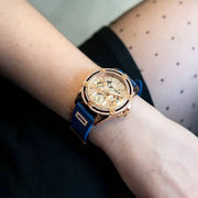  Shop Authentic Guess Queen Quartz Crystals Rose Gold Dial Blue Silicone Strap Watch For Women - GW0536L5 - Luxxuri