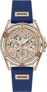  Shop Authentic Guess Queen Quartz Crystals Rose Gold Dial Blue Silicone Strap Watch For Women - GW0536L5 - Luxxuri