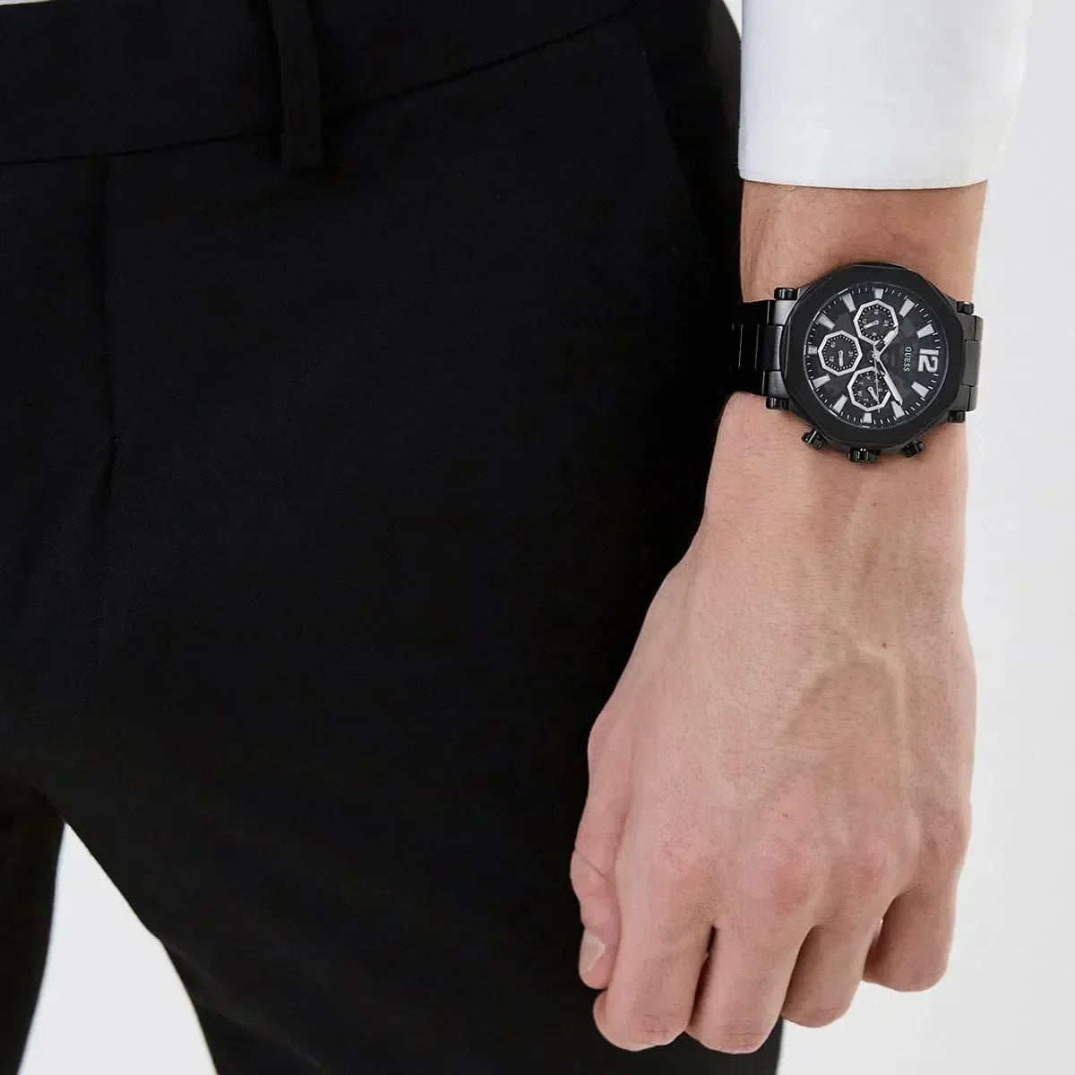  Shop Authentic Guess Edge Chronograph Black Dial Black Steel Strap Watch For Men - GW0539G3 - Luxxuri