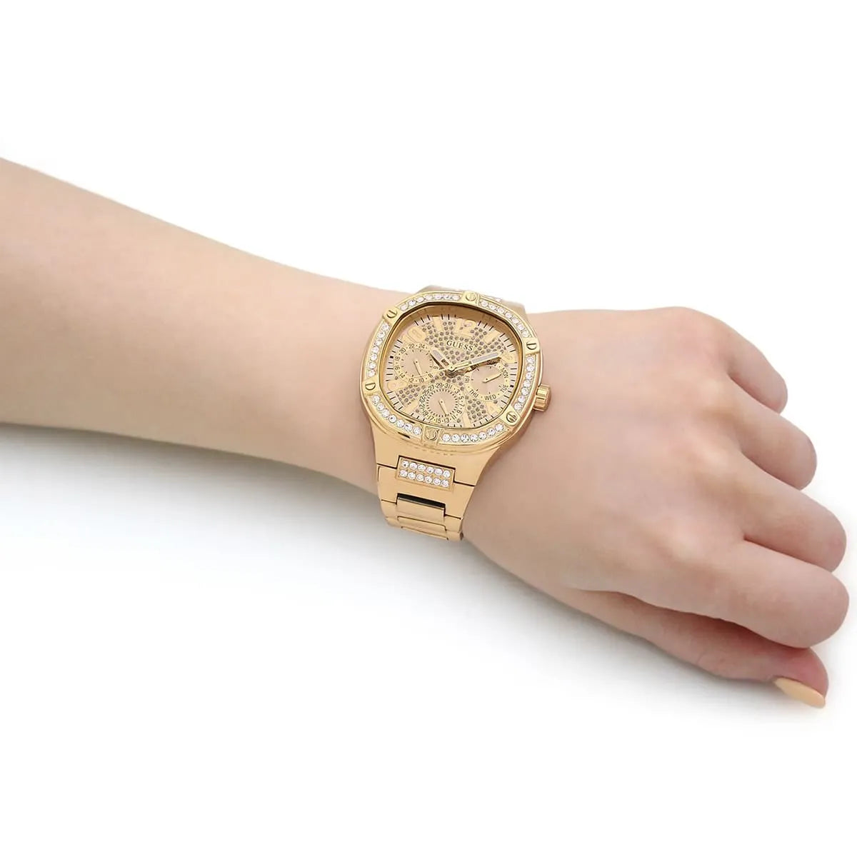  Shop Authentic Guess Duchess Quartz Gold Dial Gold Steel Strap Watch For Women - GW0558L2 - Luxxuri