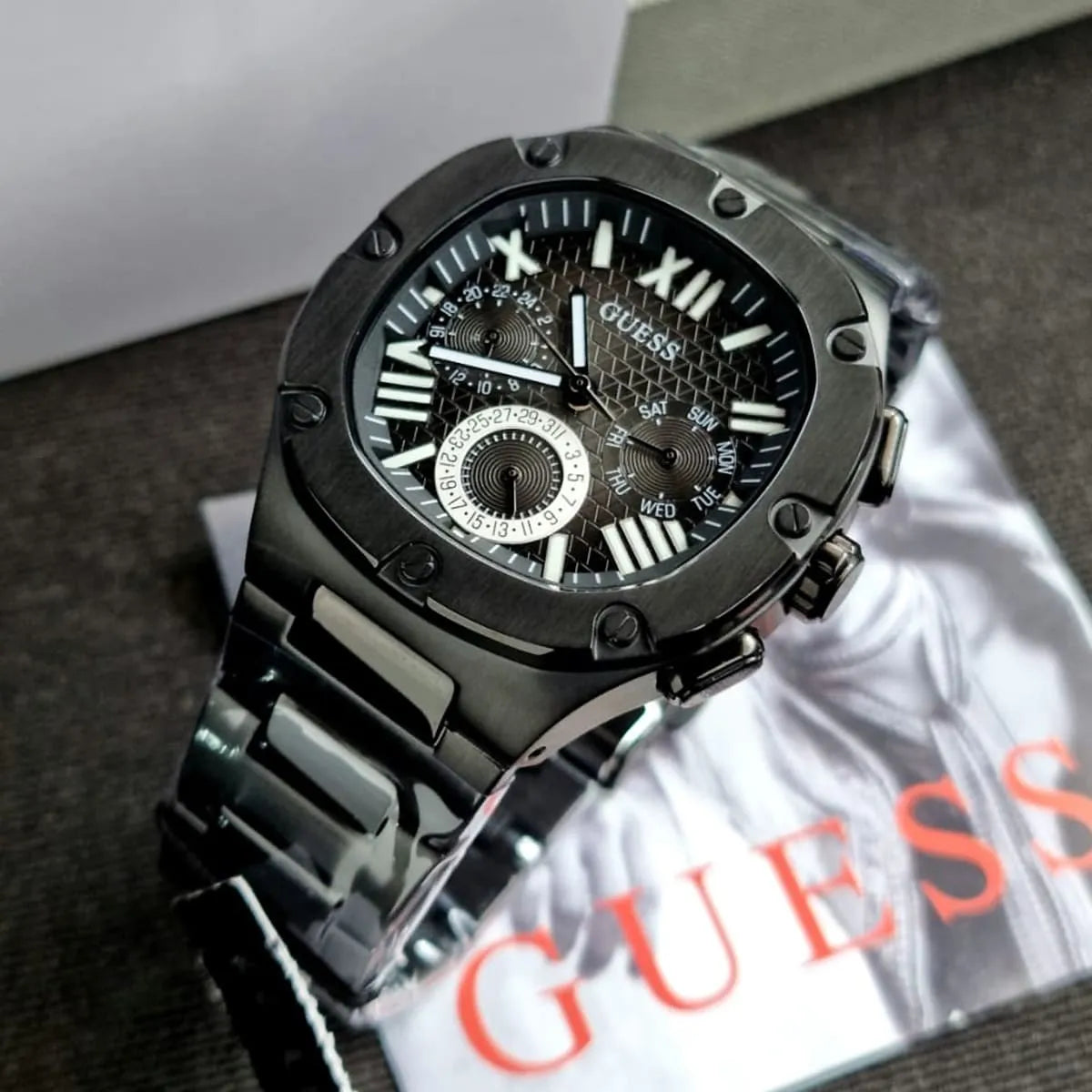  Shop Authentic Guess Headliner Multifunction Black Dial Black Steel Strap Watch For Men - GW0572G3 - Luxxuri