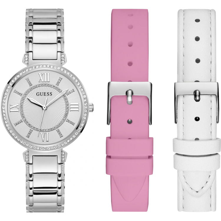  Shop Authentic Guess Montage Quartz Silver Dial Silver Steel Strap Watch For Women - GW0588L2 - Luxxuri