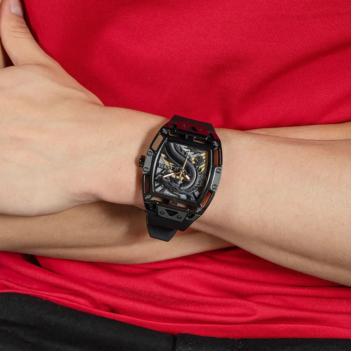  Shop Authentic Guess Legend Analog Black Dial Black Rubber Strap Watch For Men - GW0648G1 - Luxxuri