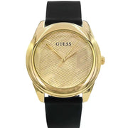  Shop Authentic Guess Cubed Analog Gold Dial Black Silicone Strap Watch For Women - GW0665L1 - Luxxuri