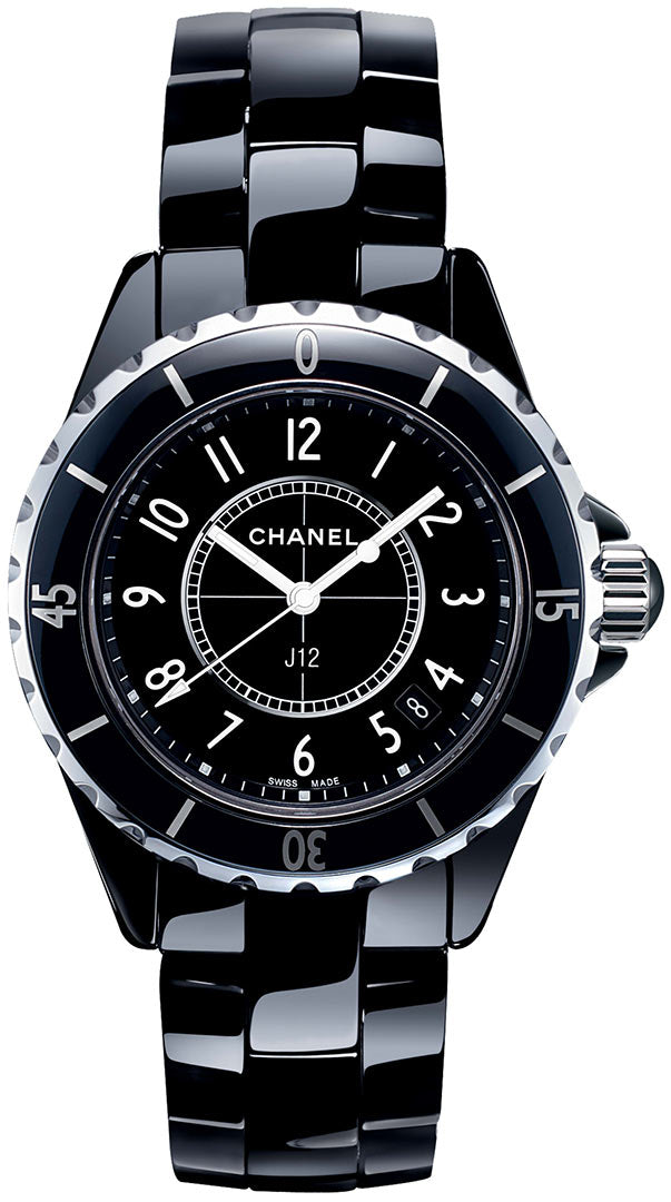  Shop Authentic Chanel J12 Quartz Ceramic Black Dial Black Steel Strap Watch for Women - J12 H0682 - Luxxuri