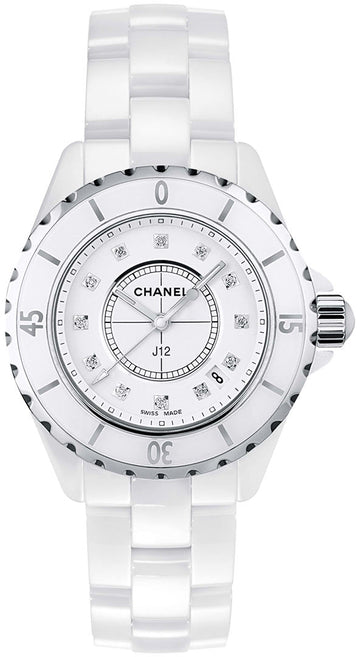  Shop Authentic Chanel J12 Diamonds Ceramic White Dial White Steel Strap Watch for Women - J12 H1628 - Luxxuri