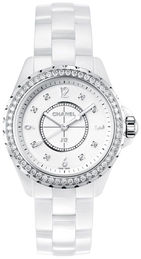  Shop Authentic Chanel J12 Quartz Diamonds White Dial White Steel Strap Watch for Women - J12 H3110 - Luxxuri