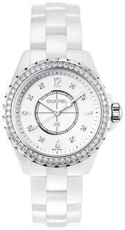  Shop Authentic Chanel J12 Quartz Diamonds White Dial White Steel Strap Watch for Women - J12 H3110 - Luxxuri
