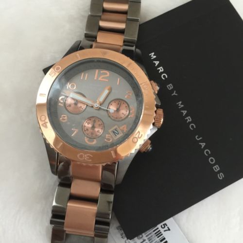 Shop Authentic Marc Jacobs Marc Chronograph Grey Dial Two Tone Steel Strap Watch for Men - MBM3157 - Luxxuri