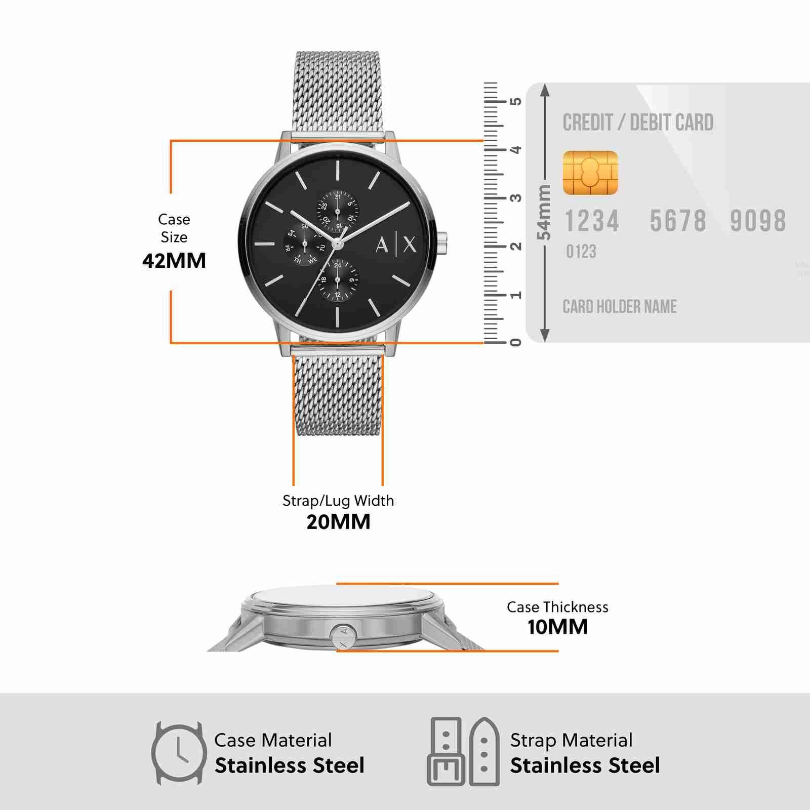  Shop Authentic Armani Exchange Cayde Chronograph Black Dial Silver Mesh Strap Watch For Men - AX2714 - Luxxuri