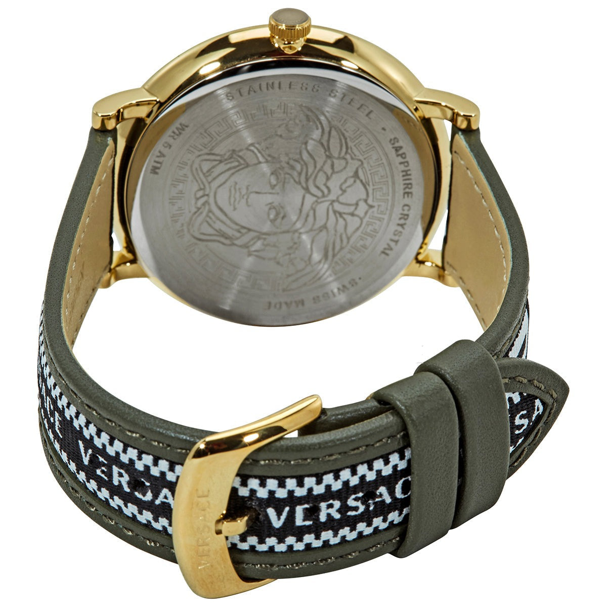  Shop Authentic Versace V-Circle Quartz Green Dial Green Leather Strap Watch for Men - VEBQ01519 - Luxxuri