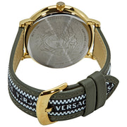  Shop Authentic Versace V-Circle Quartz Green Dial Green Leather Strap Watch for Men - VEBQ01519 - Luxxuri