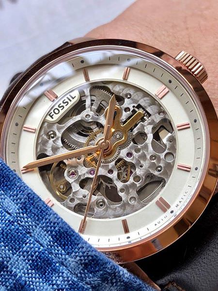  Shop Authentic Fossil Townsman Automatic Skeleton White Dial Brown Leather Strap Watch for Men - ME3078 - Luxxuri