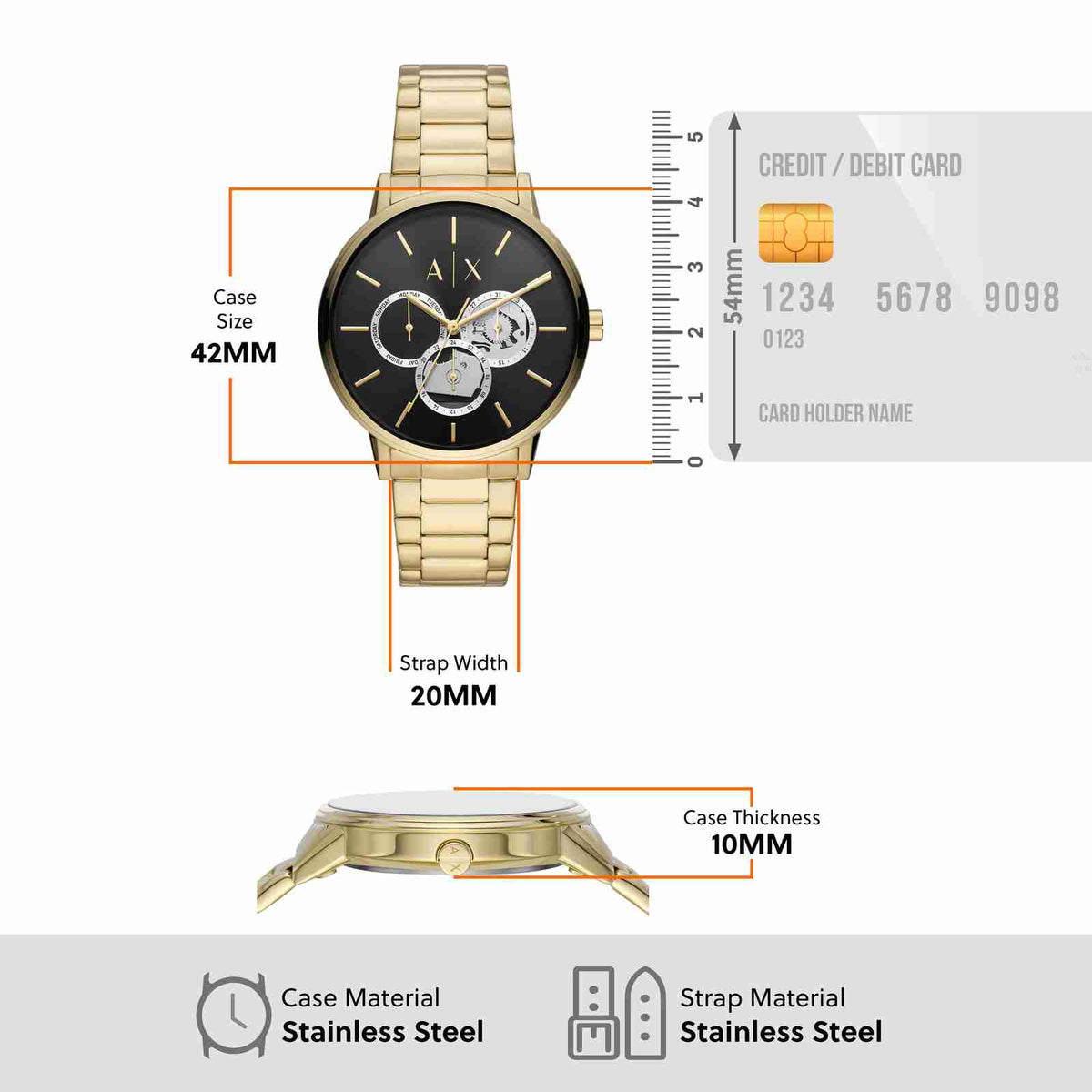  Shop Authentic Armani Exchange Cayde Chronograph Black Dial Gold Steel Strap Watch for Men - AX2747 - Luxxuri
