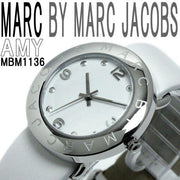  Shop Authentic Marc Jacobs Amy White Dial White Leather Strap Watch for Women - MBM1136 - Luxxuri