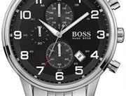  Shop Authentic Hugo Boss Aeroliner Chronograph Black Dial Silver Steel Strap Watch For Men - 1512446 - Luxxuri