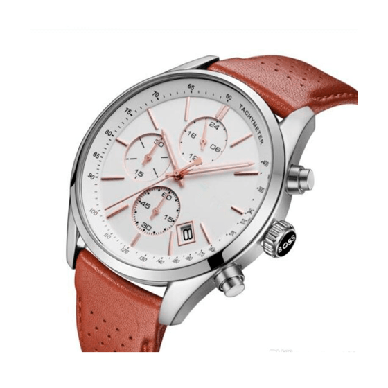  Shop Authentic Hugo Boss Grand Prix White Dial Brown Leather Strap Watch for Men - 1513475 - Luxxuri