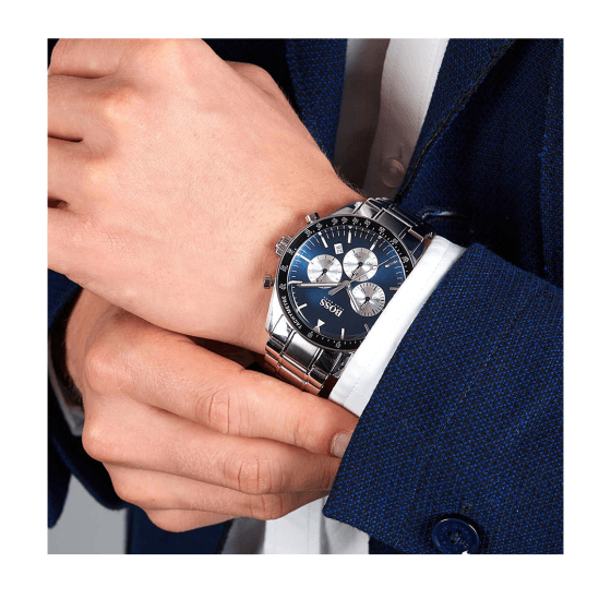  Shop Authentic Hugo Boss Chronograph Blue Dial Silver Steel Strap Watch for Men - 1513630 - Luxxuri