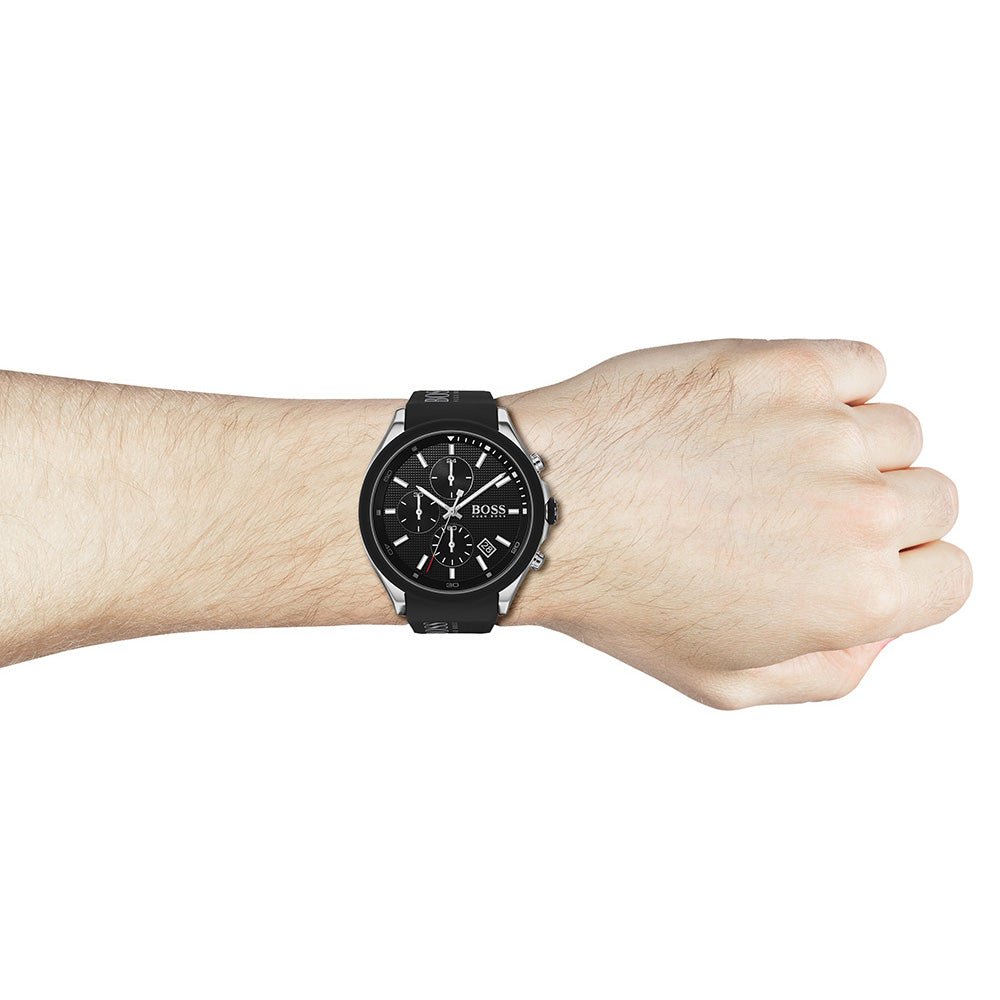 Shop Authentic Hugo Boss Velocity Black Dial Black Leather Strap Watch for Men - 1513716 - Luxxuri