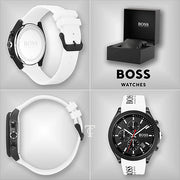  Shop Authentic Hugo Boss Velocity Black Dial White Rubber Strap Watch for Men - 1513718 - Luxxuri
