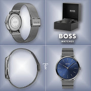  Shop Authentic Hugo Boss Horizon Blue Dial Black Mesh Bracelet Watch for Men - 1513734 - Luxxuri