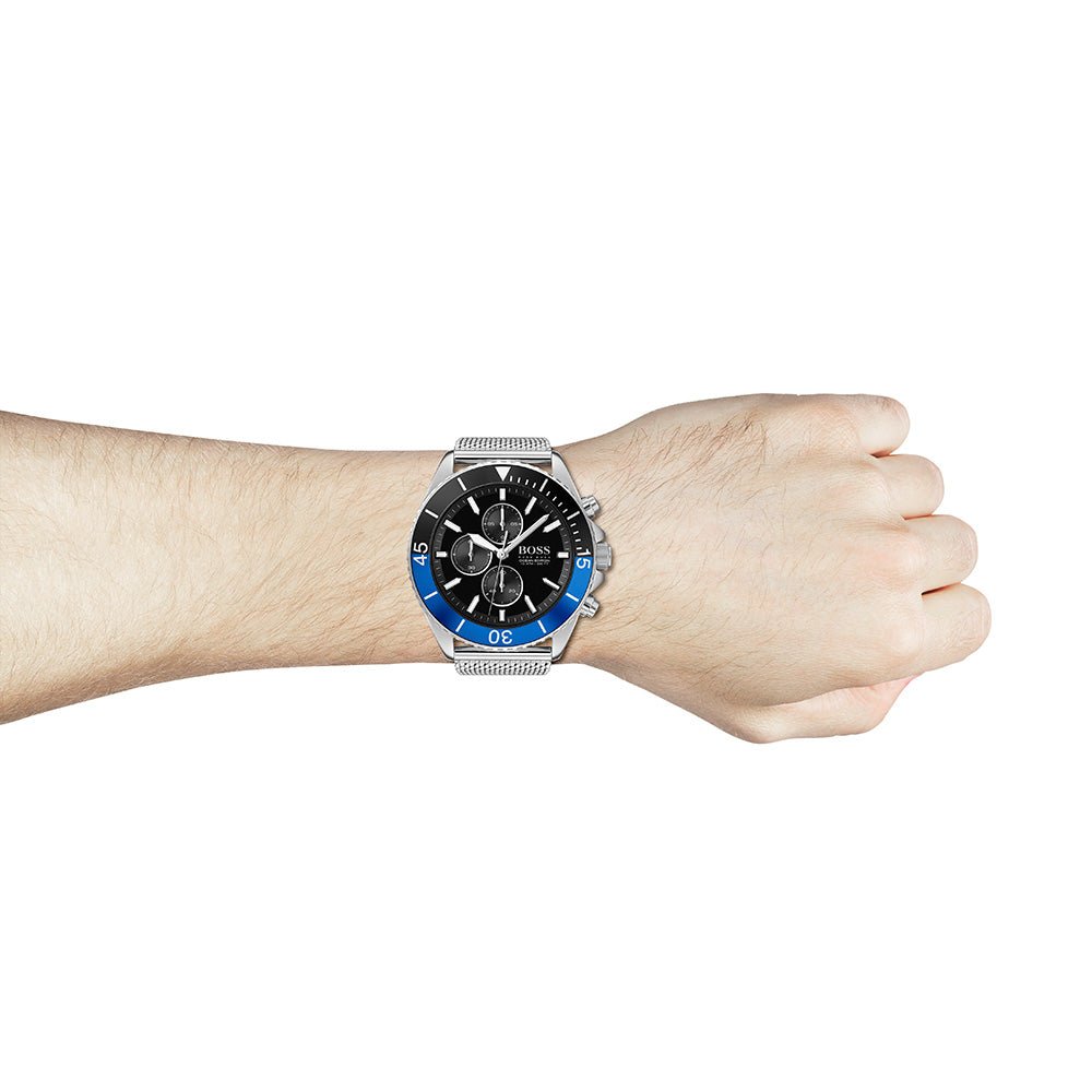  Shop Authentic Hugo Boss Ocean Edition Black Dial Silver Mesh Strap Watch for Men - 1513742 - Luxxuri