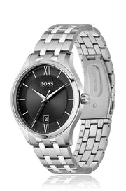  Shop Authentic Hugo Boss Officer Black Dial Silver Steel Strap Watch for Men - 1513614 - Luxxuri