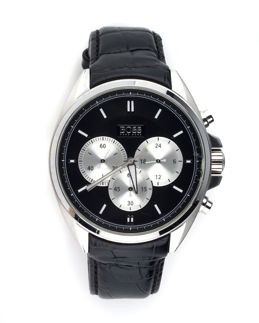  Shop Authentic Hugo Boss Driver Black Dial Black Leather Strap Watch for Men - 1512879 - Luxxuri
