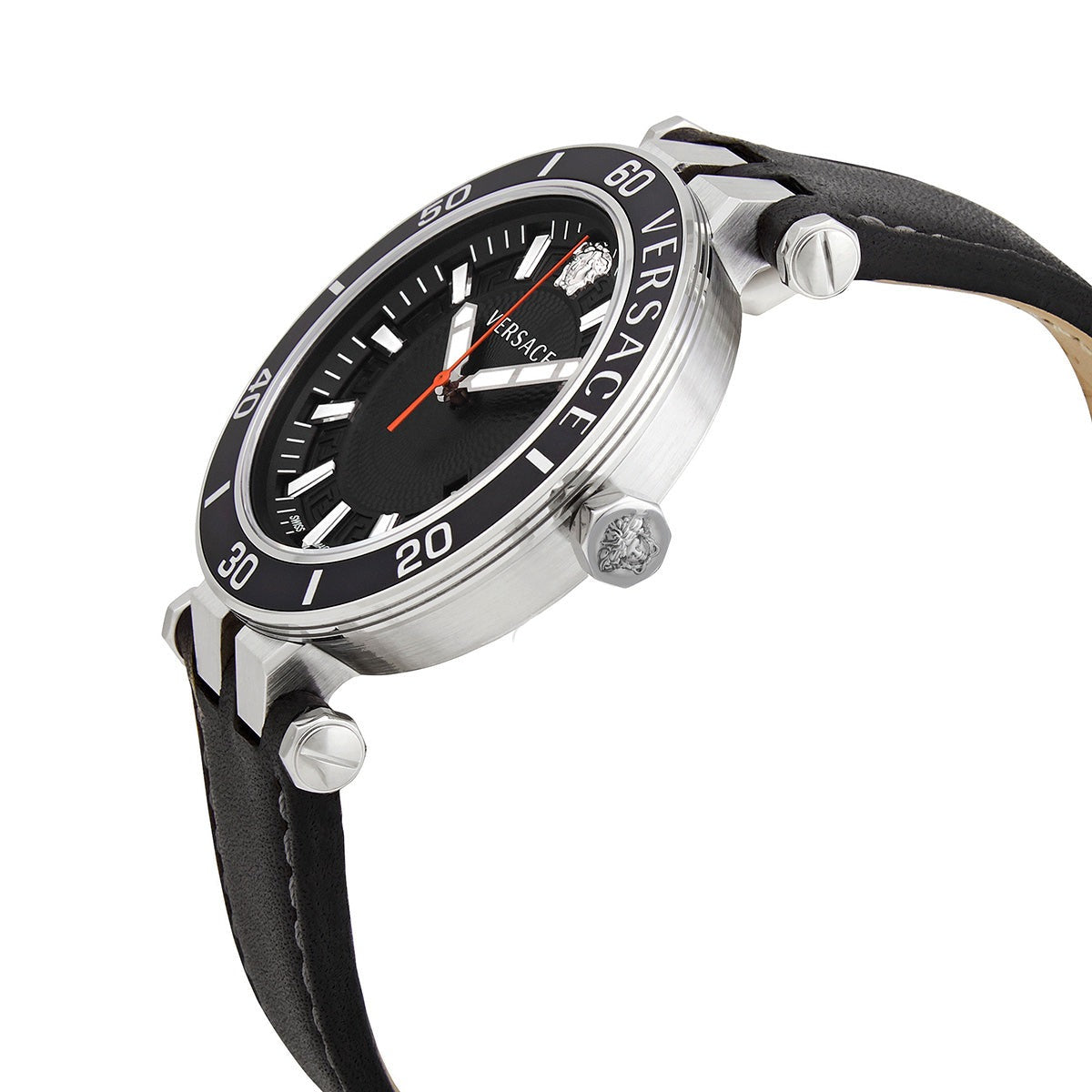  Shop Authentic Versace Greca Sport Quartz Black Dial Black Leather Strap Watch For Men - VEZ300221 - Luxxuri