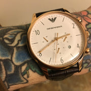 Shop Authentic Emporio Armani Beta Chronograph White Dial Brown Leather Strap Watch For Men - AR1916 - Luxxuri
