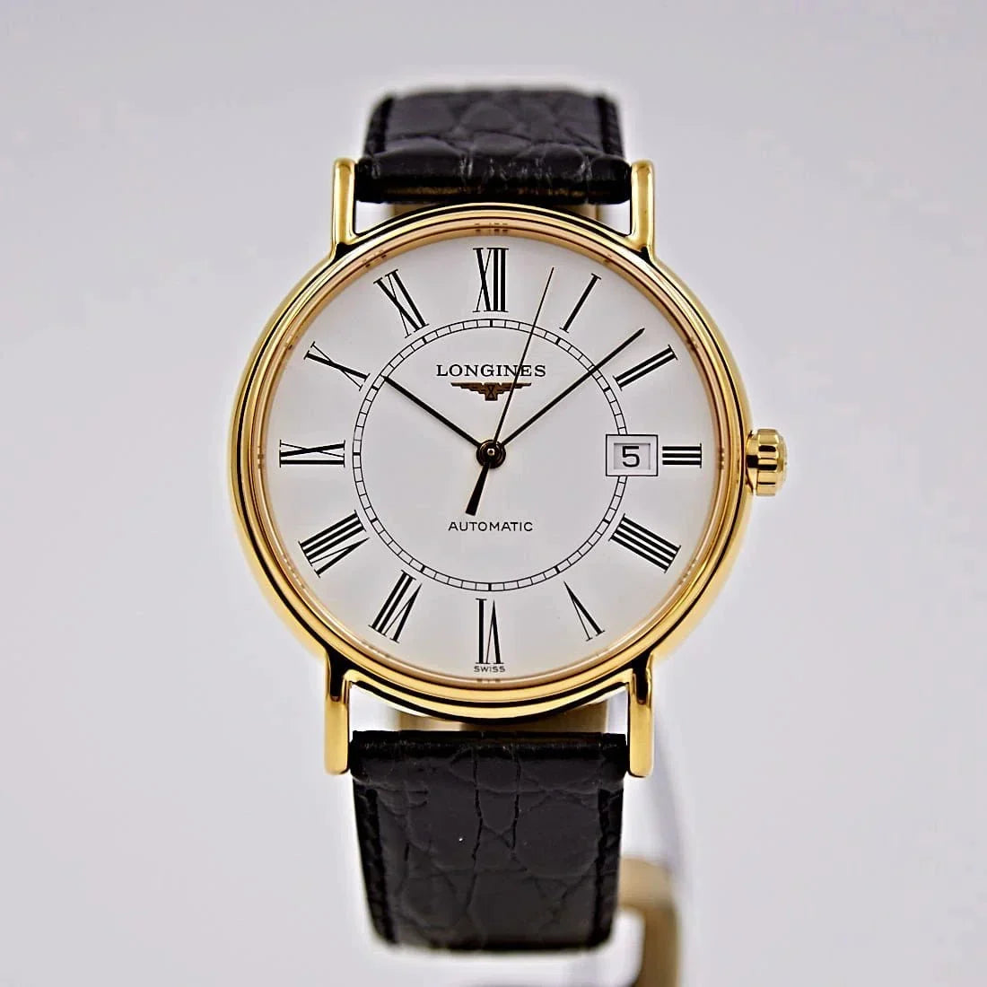 Shop Authentic Longines Presence 25.5mm Automatic White Dial Black Leather Strap Watch for Women - L4.921.2.11.2 - Luxxuri